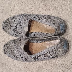 Toms gray crochet slip ons